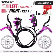 TANKE Mountain Bike Hydraulic Disc Brake Kit with 160mm Rotors, Hydraulic Calipers, Front and Rear Mounts, and 22.2mm Handlebar